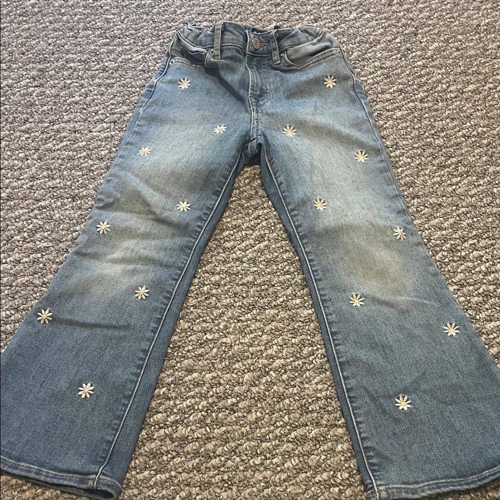 Gap Kids Floral Embroidered 70s Flare Jeans